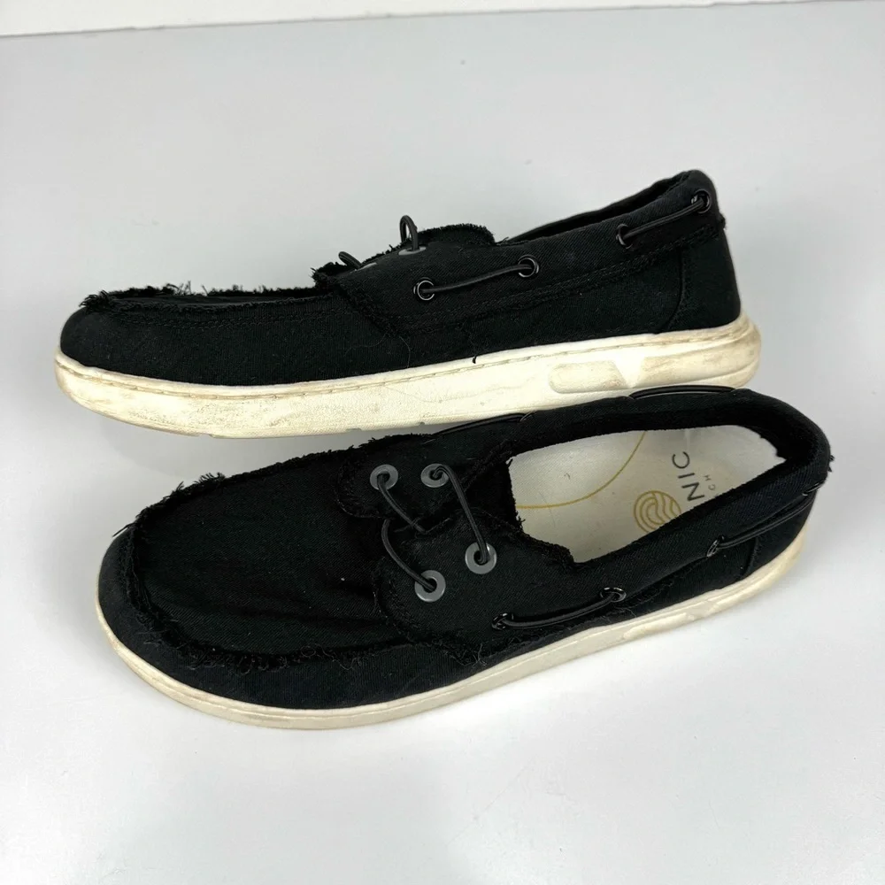 Vionic Skipper Men's Sz 11 Black Slip-On Canvas Casual Shoes Coastal Beachy Boho